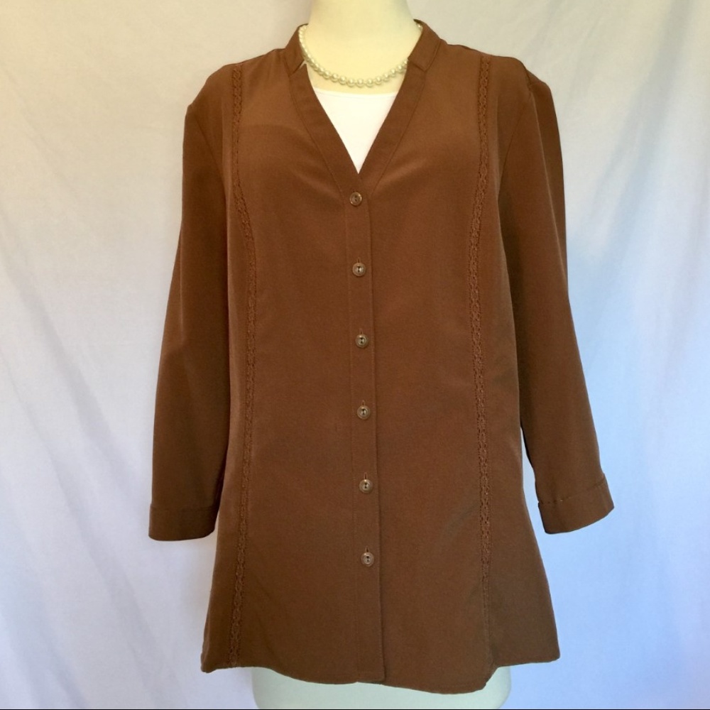BROWN TAILORED BLOUSE
